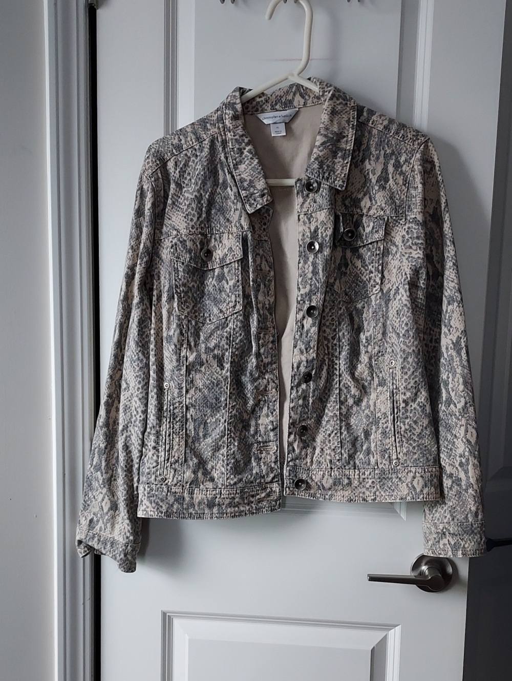 Christopher & Banks Neutral Snake-Print Jean Jacket